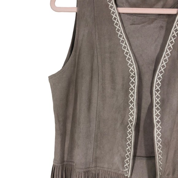 Solitaire Super Soft, Lightweight Faux Suede Fringe Vest, Boho, Western, Rodeo L - Picture 3 of 8